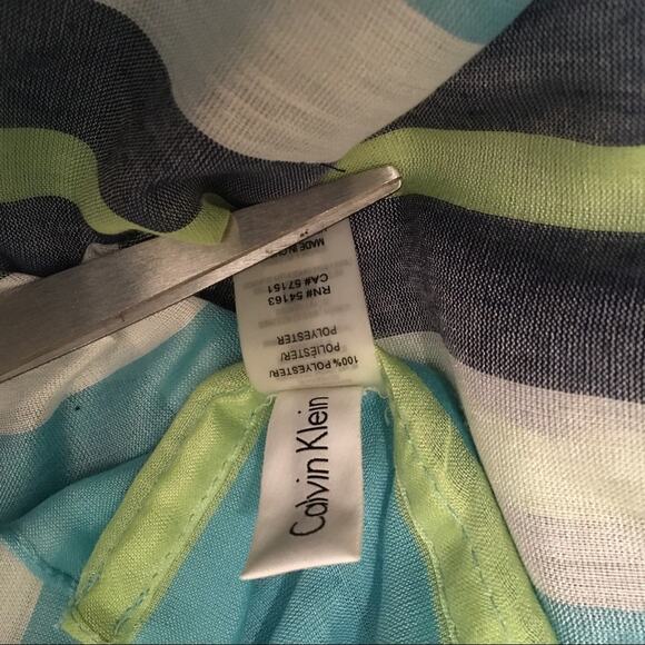 Calvin Klein‎ Striped Infinity Scarf Women's Blue Green White One Size Casual - Picture 6 of 6